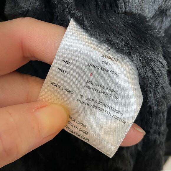 WOOLRICH black & white preppy plaid wool blend full zip vest size large fall - Picture 6 of 6